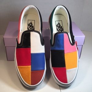 NWT Vans Classic Slip-Ons in Multicolor Patchwork Design Women’s 6